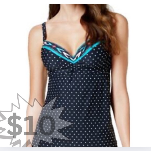 Coco Reef Tankini with Underwire Support 32/34D Black with White Polka Dot - Picture 1 of 15
